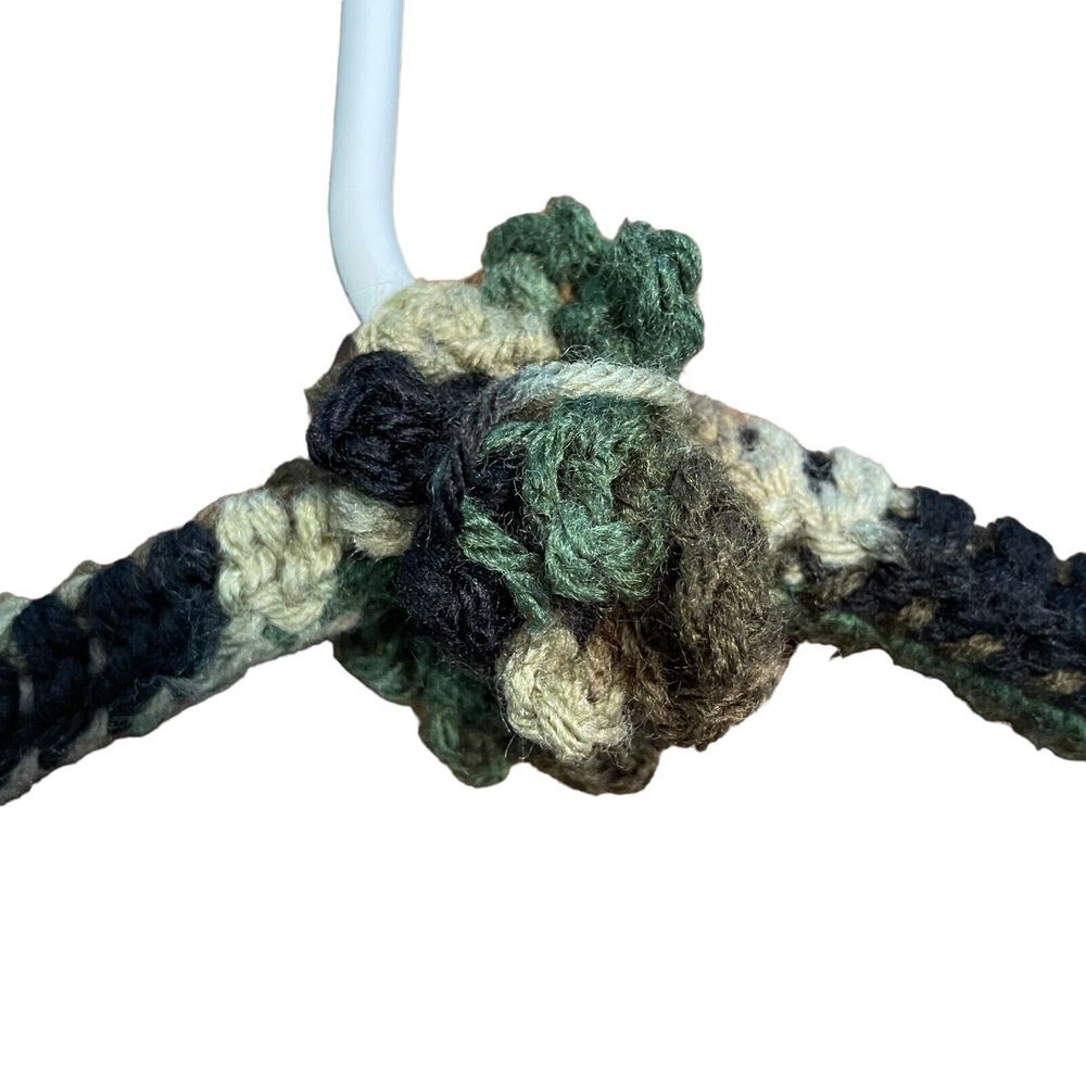 Vintage Crochet Covered Clothes Hangers Set of 3 Peach Camo Gray - Picture 8 of 13